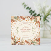 Verbrannte Orange Rustikale Herbstblätter Hochzeit Save The Date (Stehend Vorderseite)