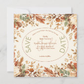 Verbrannte Orange Rustikale Herbstblätter Hochzeit Save The Date (Vorderseite)