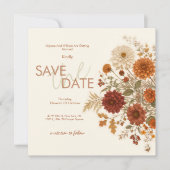 Verbrannte Orange Rustikale Herbstblätter Hochzeit Save The Date (Vorderseite)