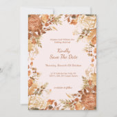 Verbrannte Orange Rustikale Herbstblätter Hochzeit Save The Date (Vorderseite)