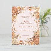 Verbrannte Orange Rustikale Herbstblätter Hochzeit Save The Date (Stehend Vorderseite)