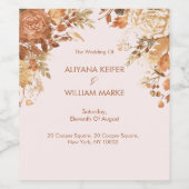 Verbrannte Orange Rustikale Herbstblätter Hochzeit Weinetikett (Einzelnes Label)