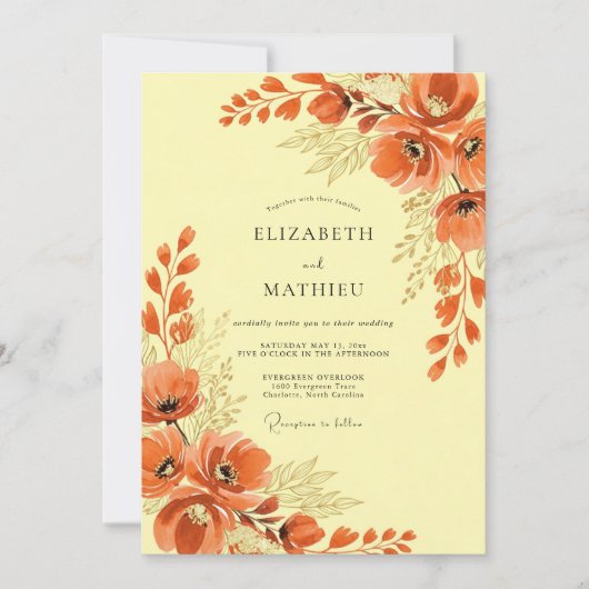 Verbrannte Orange Strahlende Boho-Hochzeit Einladung (Vorderseite)