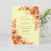 Verbrannte Orange Strahlende Boho-Hochzeit Einladung (Stehend Vorderseite)