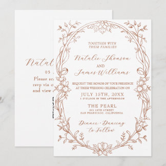 Verbrannte Orange Terrakotta Boho QR-Code-Hochzeit Einladung