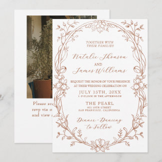 Verbrannte Orange Terrakotta Foto QR Code Hochzeit Einladung