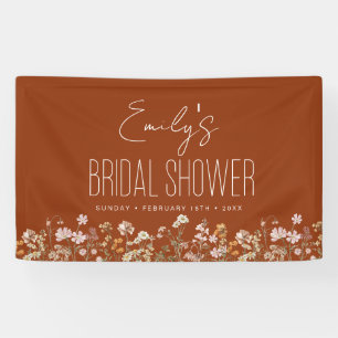 Verbrannte Orange Wildblumen Boho Brautparty Banner