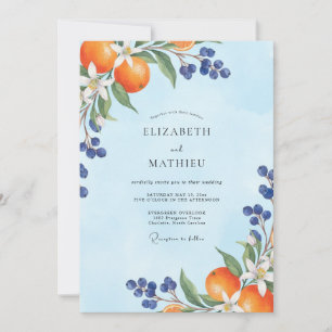 Verbrannte Orange Zitrusblütenhochzeit Einladung