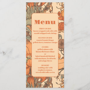 Verbrannte Orangefarbene Art Nouveau-Hochzeit mit Menükarte