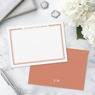 Verbrannte Orangefarbene Minimalistische Namensmon Mitteilungskarte