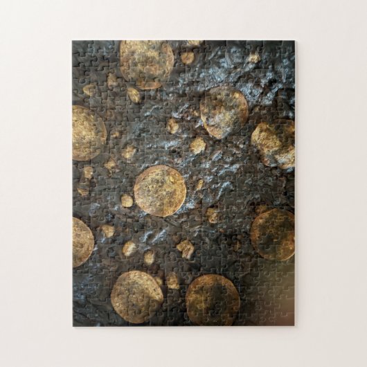 Verbrannte Pepperoni-Pizza mit verkohlter Kruste Puzzle (Vertikal)