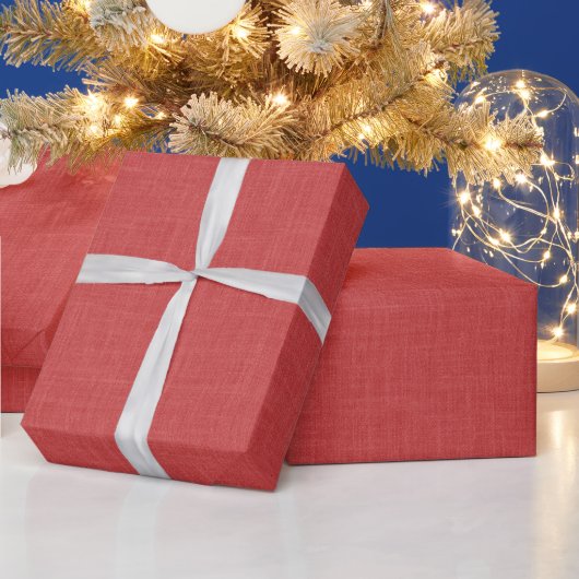 Verbrannte rote Leinenstruktur Geschenkpapier (Feiertage)