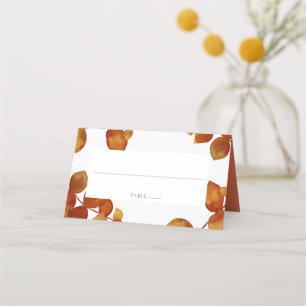 Verbrannte Siena-Eukalyptus-Boho-Floral-Hochzeit Platzkarte