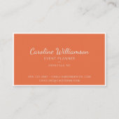 Verbrannter Orange Boho Blumen-Script Eventplaner Visitenkarte (Vorderseite)