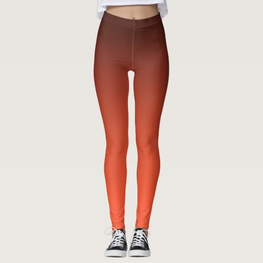 Verbrannter Oranger Gradient Warmer Ombre Leggings (Vorderseite)