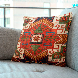 Verbrannter roter Konya-Zentralanatolischer Kilim- Kissen