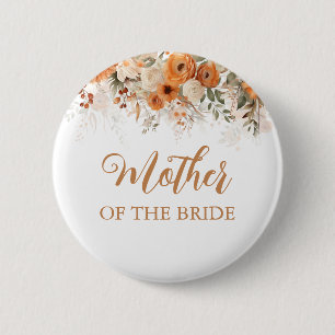 Verbranntes Orange Boho Herbst Blumen Mutter der B Button