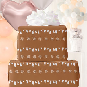 Verbranntes Orange Boho Minimalist Baby Shower Geschenkpapier