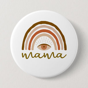 Verbranntes Orange Boho Regenbogen-Auge Button