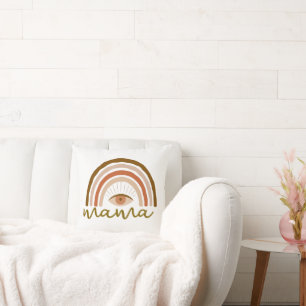 Verbranntes Orange Boho Regenbogen-Auge Kissen