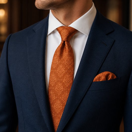 Verbranntes Orange Damast Krawatte
