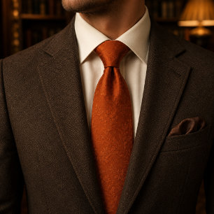 Verbranntes Orange Damast Luxus Terrakotta Blumenm Krawatte