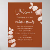Verbranntes orange Eukalyptus-Hochzeitsprogramm Ze Poster (Vorne)