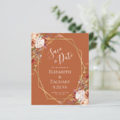 Verbranntes Orange Florales Herbsthochzeit Save th (Stehend Vorderseite)