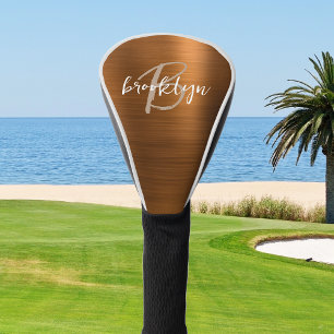 Verbranntes Orange gebürstetes Metall-Schriftmonog Golf Headcover