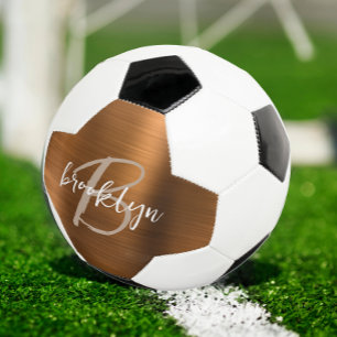 Verbranntes Orange Gebürstetes Metall Tan Schrift Fußball