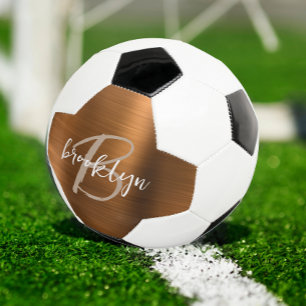 Verbranntes Orange Gebürstetes Metall Tan Schrift Fußball