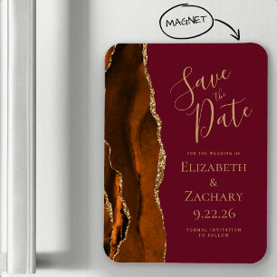 Verbranntes Orange Gold Achat Burgund Save the Dat Magnet