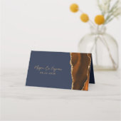 Verbranntes Orange Gold Achat Dunkelgrüne Hochzeit Platzkarte (Rückseite)