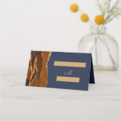 Verbranntes Orange Gold Achat Dunkelgrüne Hochzeit Platzkarte (Vorderseite)