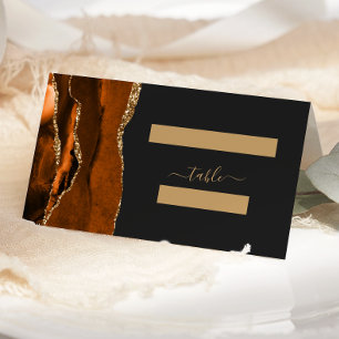 Verbranntes Orange Gold Achat Dunkle Hochzeit Platzkarte