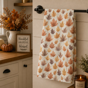 Verbranntes Orange Gold Braunes Herbstblatt Modern Geschirrtuch