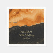 Verbranntes Orange Gold Glitter Wasserfarben Marmo Serviette (Vorderseite)