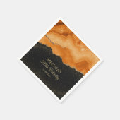 Verbranntes Orange Gold Glitter Wasserfarben Marmo Serviette (Ecke)