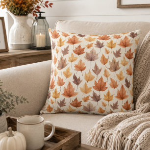 Verbranntes Orange Goldbraunes Herbstblatt Modern  Kissen