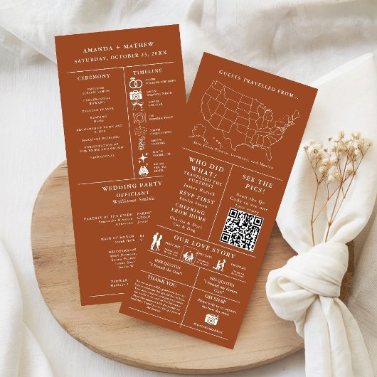 Verbranntes Orange Hochzeitsinfografik-Programm