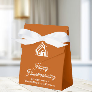 Verbranntes Orange Immobilien Happy Housewarming C Geschenkschachtel