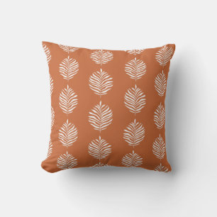 Verbranntes Orange Minimalistisches Palmblattmuste Kissen