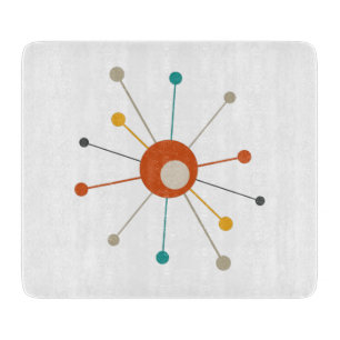 Verbranntes Orange Teal Atomic Era Starburst Mitte Schneidebrett