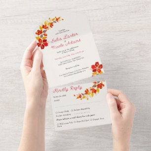 Verbranntes Orange Tropicales Hibiskus Blumen Hoch All In One Einladung