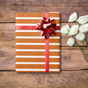 Verbranntes Orange und Weiß horizontal gestreift Geschenkpapier
