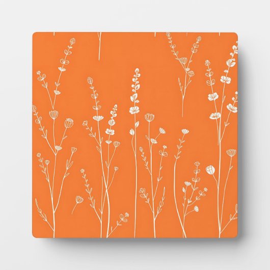 Verbranntes Orange-Wildblumen-Minimal-Muster Fotoplatte (Vorderseite)