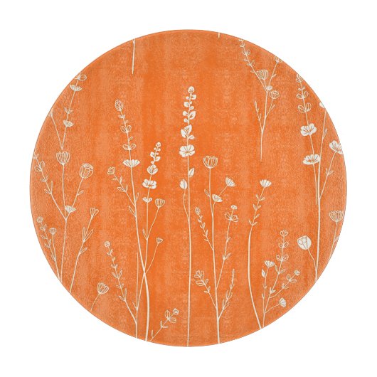 Verbranntes Orange-Wildblumen-Minimal-Muster Schneidebrett (Vorderseite)