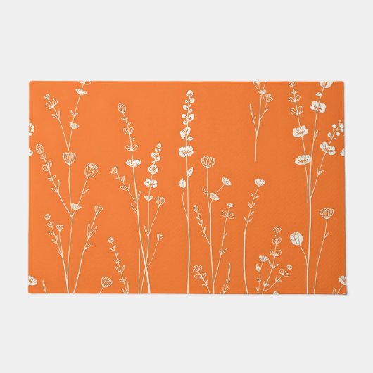 Verbranntes Orange-Wildblumen-Minimalmuster Fußmatte (Vorderseite)