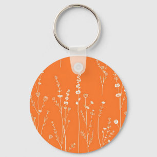 Verbranntes Orange-Wildblumen-Minimalmuster Schlüsselanhänger