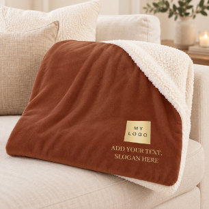 Verbranntes orangefarbenes Firmenlogo Unternehmens Sherpadecke